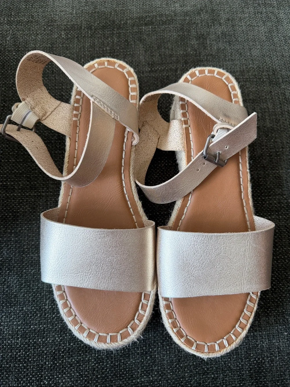 Universal Thread Gold/Champagne Metallic Ankle-Strap Sandals/Espadrilles
